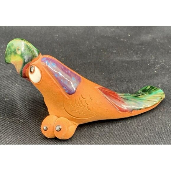 Parrot Bird Terracotta Sculpture Figurine 4.5" Costa Rica Hand Crafted - Picture 5 of 8